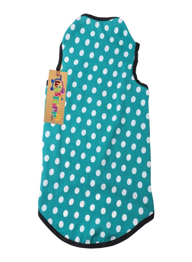Western Era Funky Soft Cotton Dog T-Shirt | Comfortable & Breathable Dog Clothing | Stylish Sleeveless Vest Pet Outfit (Polka Sky Blue) (XSmall) (12 inches) - Image 5